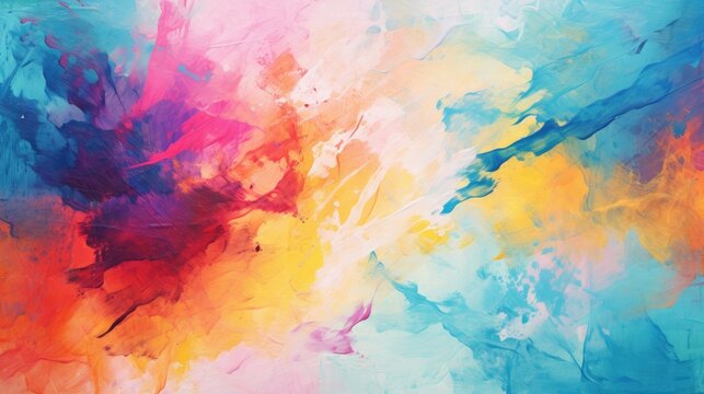 Illustration of colorful strokes on canvas. Oil, acrylic paint texture set. Abstract grungy backgrounds, light hand drawn messy pattern