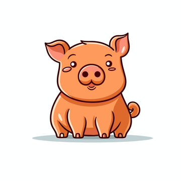 Pig hand-drawn illustration. Pig. Vector doodle style cartoon illustration