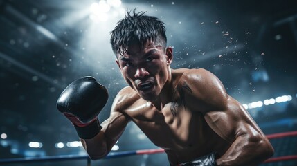 Fototapeta na wymiar Closeup Illustration of Muay Thai fighters in boxing ring