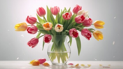 bouquet of tulips in vase, tulips in vase