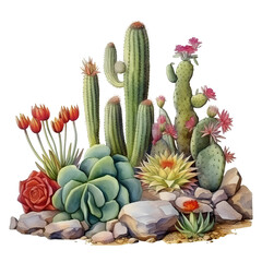 watercolor diverse cacti clipart sublimation