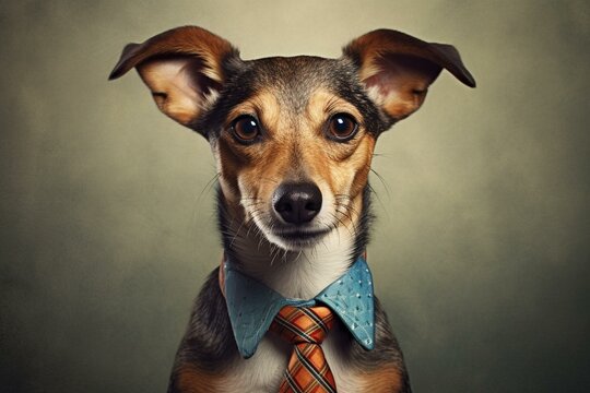 Image of a dog wearing a tie. Generative AI