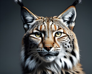 Obraz premium Majestic Lynx Close-Up Portrait: Wild Beauty in Detail. generative AI