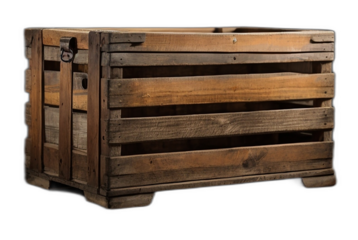 Antique aged wooden crate box assortment on a transparent background