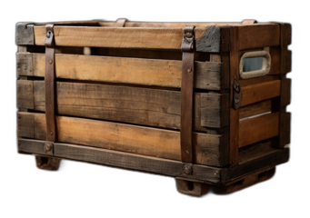 Antique aged wooden crate box assortment on a transparent background