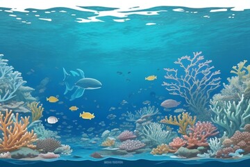 Fototapeta na wymiar coral reef with fish and coral generated Ai