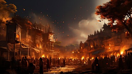 Fototapeta premium Diwali: Triumph of Light Over Darkness, A Festival of Hope and Renewal, A Time for Celebration and Reflection