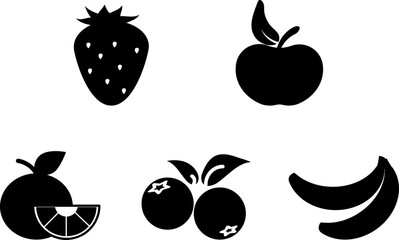 5 black line food icons
