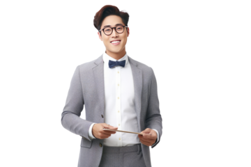 A happy young handsome professor focused on teaching generative ai