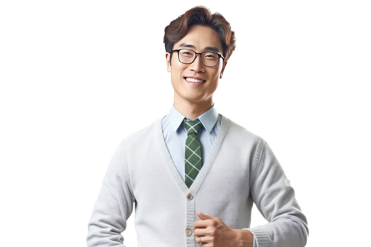 A happy young handsome professor focused on teaching generative ai