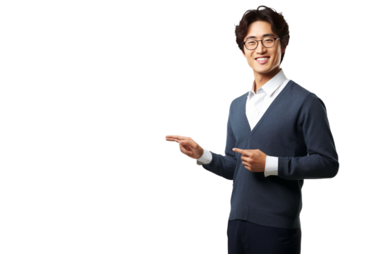 A happy young handsome professor focused on teaching generative ai