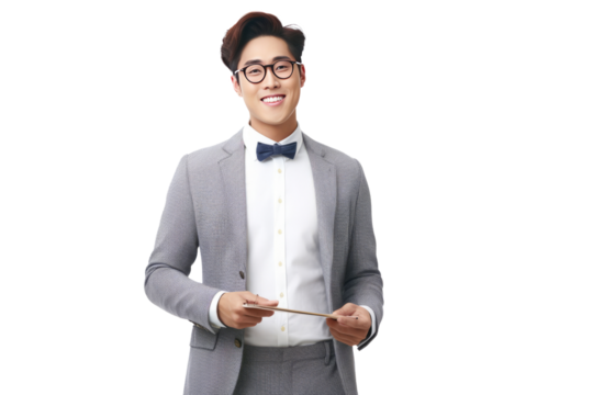 A happy young handsome professor focused on teaching generative ai