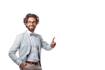 A happy young handsome professor focused on teaching,isolated on transparent background generative ai