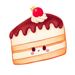 cute kawaii cake slice illustration, art, cake, cute kawaii illustration, cute kawaii illustrations of food, cute kawaii illustration, cute kawaii cake slice illustration, kawaii art, food art, cake