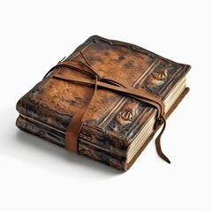 Old book isolated on a white background. 3d render image. Bible, quran or torah.