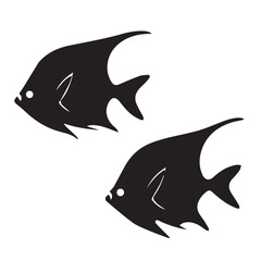 Angelfish silhouettes and icons. Black flat color simple elegant Angelfish animal vector and illustration.