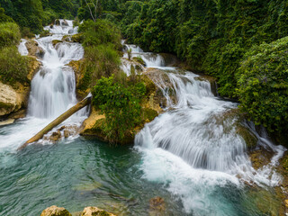 Water stream over the rocks in Aliwagwag Falls. Mindanao, Philippines.