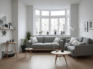 Scandinavian home interior design of modern living room