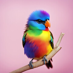 colorful bird, colored bird, rainbow bird, bird, rainbow lorikeet on branch, parrot, cute, beautiful © Rman7ps