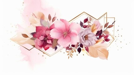 Watercolor abstract design for background of wedding or buzzy social media banner on white background generative AI