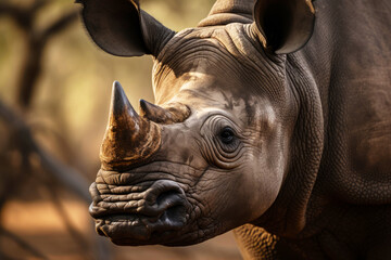 Obraz premium Portrait of a rhinoceros in its natural habitat