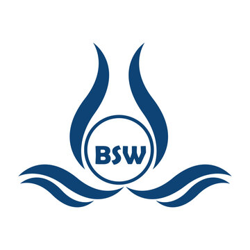 BSW letter water drop icon design with white background in illustrator, BSW Monogram logo design for entrepreneur and business.
