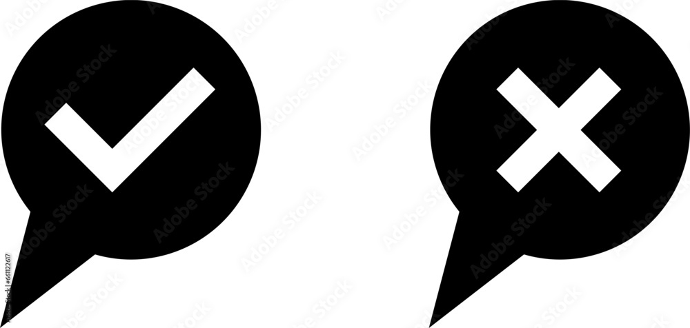 Poster yes no black speech bubble cloud message symbol element icon set. vector image.
