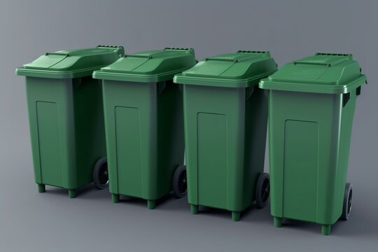 3D rendered green recycling trash can. Generative AI