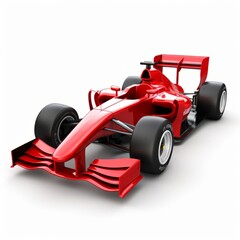 A vibrant red race car against a clean white backdrop