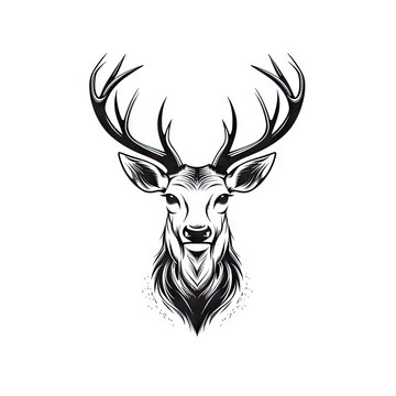 Deer Icon, Antelope Portrait Pictogram