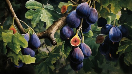 Figs on the branch of a fig tree