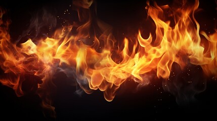 Fototapeta premium fire flame on black background. a realistic fire background. flame thrower background