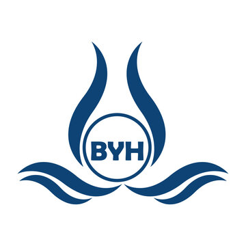 BYH letter water drop icon design with white background in illustrator, BYH Monogram logo design for entrepreneur and business.
