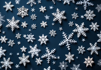Christmas background with falling snowflakes. AI generated