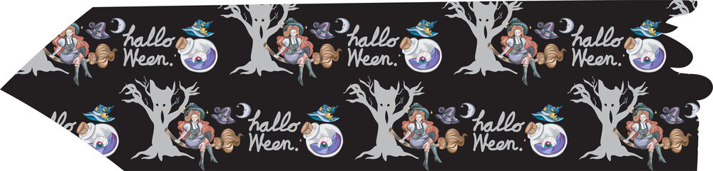 Halloween washi tape on transparent background.