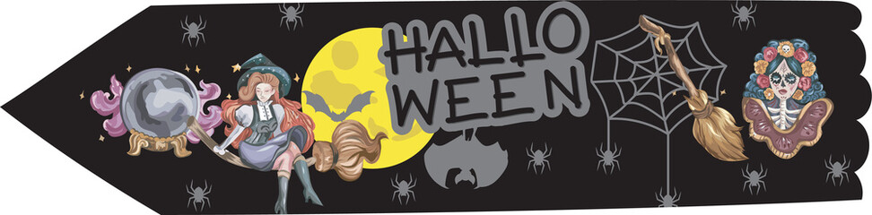 Halloween washi tape on transparent background.