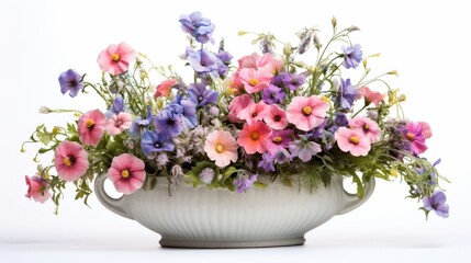 Obraz na płótnie Canvas flowers in a ceramic flowerpot isolated
