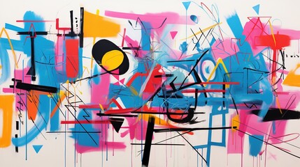 Generative AI, abstract painted colorful background, graffiti street art style - obrazy, fototapety, plakaty