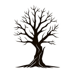 Dead tree silhouette vector illustration logo icon clipart isolated on white background