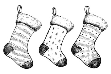 Christmas socks vector sketch illustration