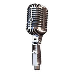 Fototapeta premium Retro microphone closeup isolated on transparent background PNG