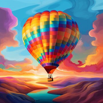 Colorful hot air balloon representing dreams taking flight