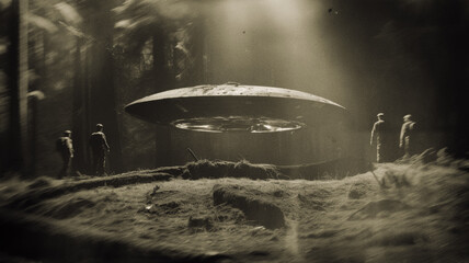 Top Secret Military Noisy Photography Archive Showing a Captured Flying Saucer 1958