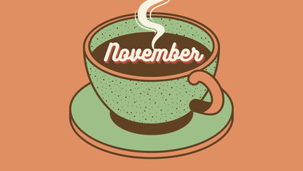 cup of coffee, fall season, November calendar wallpaper 