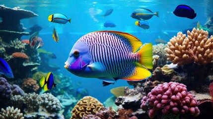 Obraz premium Giant beautiful tropical sea fish underwater at bright and colorful coral reef