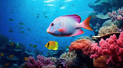 Fototapeta na wymiar Giant tropical sea fish underwater at bright and colorful coral reef