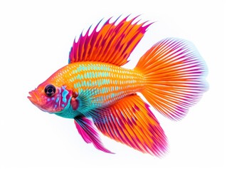 Fototapeta premium Bright vivid colored tropical fish isolated on white background