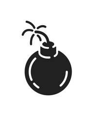 Black round bomb with burning fuse vector illustration