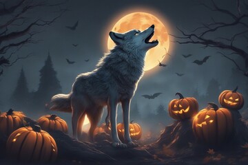 halloween background with pumpkin - obrazy, fototapety, plakaty