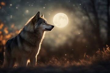 wolf howling at night